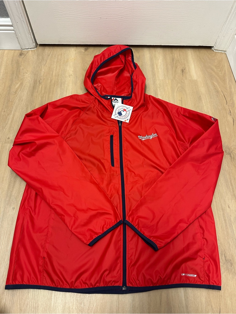 Majestic Washington Nationals Dry Base Red Windbreaker Mens Size L
